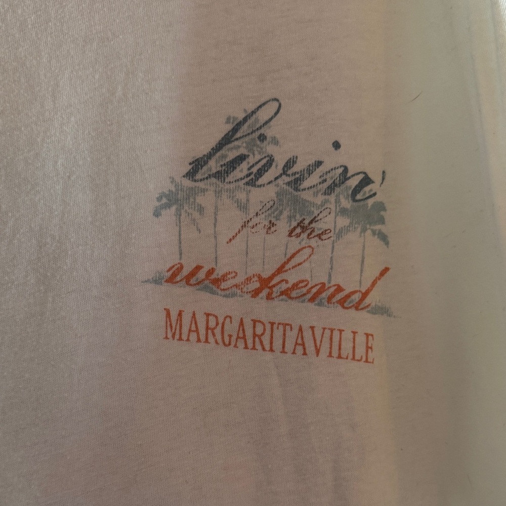 Margaritaville White Tee with Subtle Print - Picture 2 of 4